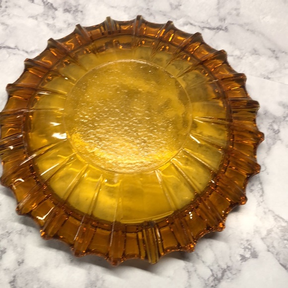 VTG Amber Glass Ashtray 10” - Picture 4 of 4